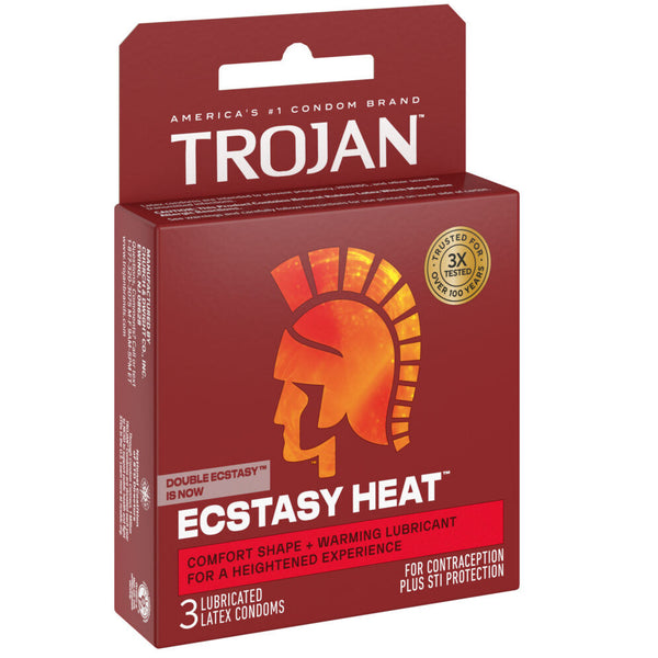 Ecstasy Heat Ultrasmooth & Intensified Lubricated Condoms - 3 Pack