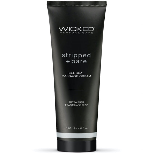 Wicked Sensual Care Stripped + Bare Fragrance Free Ultra Rich Sensual Massage Cream - 4 oz. - Extreme Toyz Singapore - https://extremetoyz.com.sg - Sex Toys and Lingerie Online Store - Bondage Gear / Vibrators / Electrosex Toys / Wireless Remote Control Vibes / Sexy Lingerie and Role Play / BDSM / Dungeon Furnitures / Dildos and Strap Ons &nbsp;/ Anal and Prostate Massagers / Anal Douche and Cleaning Aide / Delay Sprays and Gels / Lubricants and more...