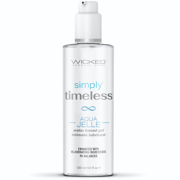 Wicked Sensual Care Simply Timeless Aqua Jelle Water Based Gel - 4 oz. - Extreme Toyz Singapore - https://extremetoyz.com.sg - Sex Toys and Lingerie Online Store - Bondage Gear / Vibrators / Electrosex Toys / Wireless Remote Control Vibes / Sexy Lingerie and Role Play / BDSM / Dungeon Furnitures / Dildos and Strap Ons &nbsp;/ Anal and Prostate Massagers / Anal Douche and Cleaning Aide / Delay Sprays and Gels / Lubricants and more...