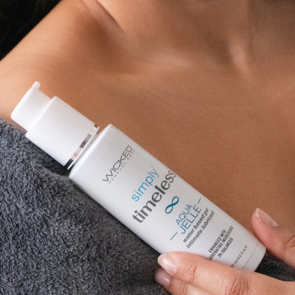 Wicked Sensual Care Simply Timeless Aqua Jelle Water Based Gel - 4 oz. - Extreme Toyz Singapore - https://extremetoyz.com.sg - Sex Toys and Lingerie Online Store - Bondage Gear / Vibrators / Electrosex Toys / Wireless Remote Control Vibes / Sexy Lingerie and Role Play / BDSM / Dungeon Furnitures / Dildos and Strap Ons &nbsp;/ Anal and Prostate Massagers / Anal Douche and Cleaning Aide / Delay Sprays and Gels / Lubricants and more...
