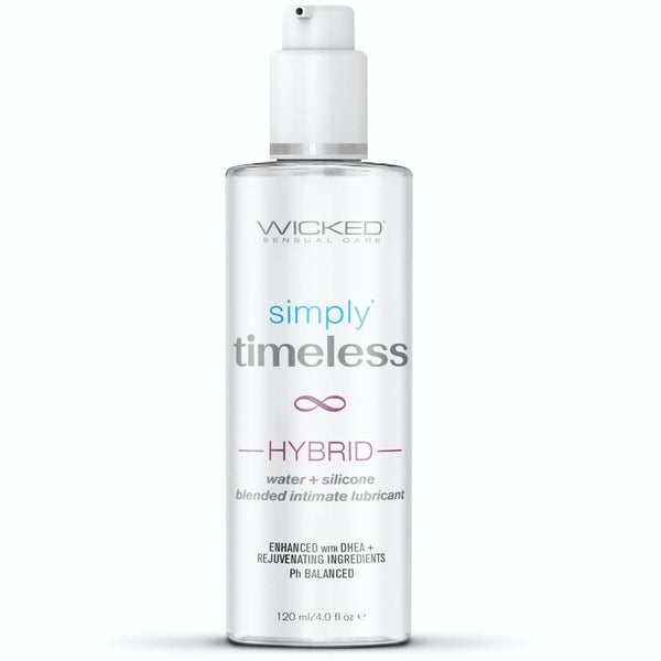 Wicked Sensual Care Simply Timeless Hybrid Lubricant - 4 oz. - Extreme Toyz Singapore - https://extremetoyz.com.sg - Sex Toys and Lingerie Online Store - Bondage Gear / Vibrators / Electrosex Toys / Wireless Remote Control Vibes / Sexy Lingerie and Role Play / BDSM / Dungeon Furnitures / Dildos and Strap Ons &nbsp;/ Anal and Prostate Massagers / Anal Douche and Cleaning Aide / Delay Sprays and Gels / Lubricants and more...