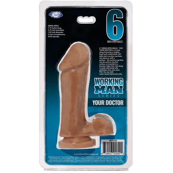 Cloud 9 Novelties Working Man Series Your Doctor 6" Dildo With Balls - Extreme Toyz Singapore - https://extremetoyz.com.sg - Sex Toys and Lingerie Online Store - Bondage Gear / Vibrators / Electrosex Toys / Wireless Remote Control Vibes / Sexy Lingerie and Role Play / BDSM / Dungeon Furnitures / Dildos and Strap Ons &nbsp;/ Anal and Prostate Massagers / Anal Douche and Cleaning Aide / Delay Sprays and Gels / Lubricants and more...