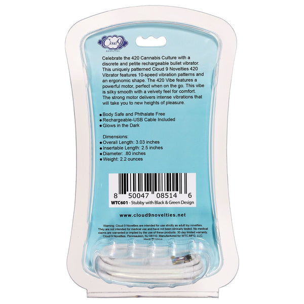 Cloud 9 Novelties 420 Stubby Vibe Cannabis Leaf Rechargeable Bullet Vibrator - Extreme Toyz Singapore - https://extremetoyz.com.sg - Sex Toys and Lingerie Online Store - Bondage Gear / Vibrators / Electrosex Toys / Wireless Remote Control Vibes / Sexy Lingerie and Role Play / BDSM / Dungeon Furnitures / Dildos and Strap Ons &nbsp;/ Anal and Prostate Massagers / Anal Douche and Cleaning Aide / Delay Sprays and Gels / Lubricants and more...
