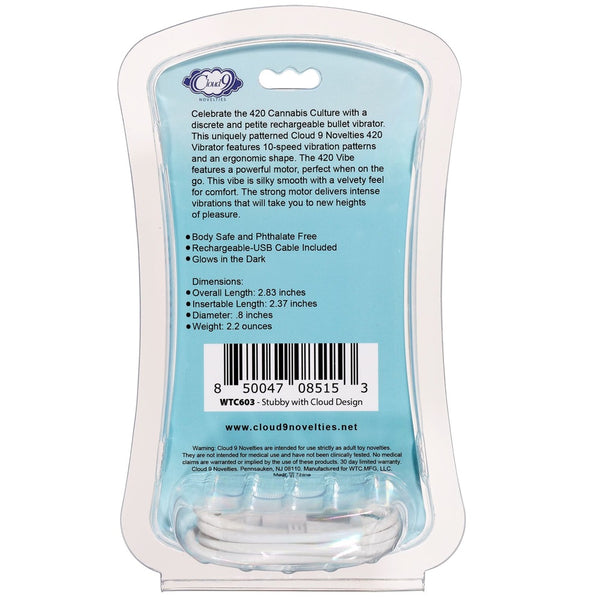 Cloud 9 Novelties 420 Stubby Vibe Cloud Rechargeable Bullet Vibrator - Extreme Toyz Singapore - https://extremetoyz.com.sg - Sex Toys and Lingerie Online Store - Bondage Gear / Vibrators / Electrosex Toys / Wireless Remote Control Vibes / Sexy Lingerie and Role Play / BDSM / Dungeon Furnitures / Dildos and Strap Ons &nbsp;/ Anal and Prostate Massagers / Anal Douche and Cleaning Aide / Delay Sprays and Gels / Lubricants and more...
