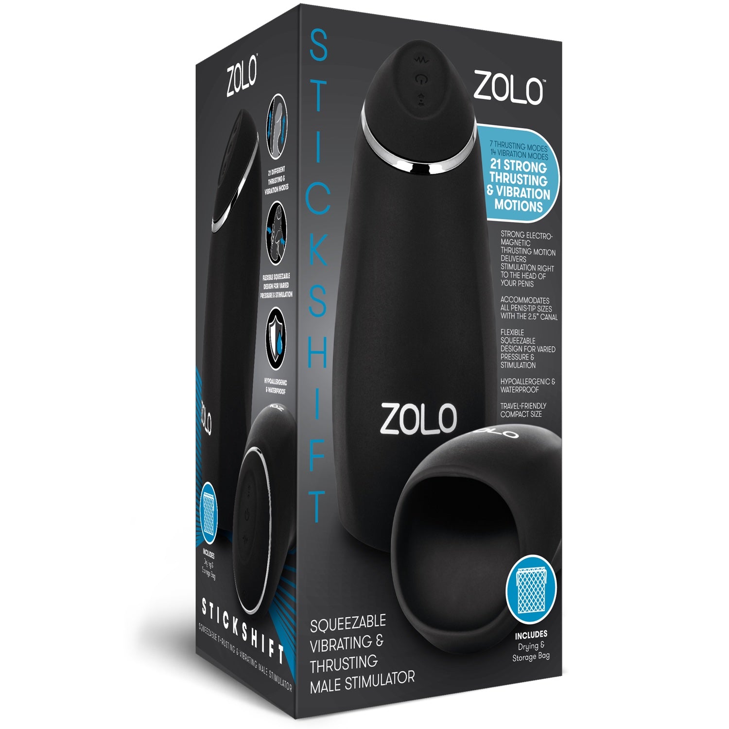 Stickshift Rechargeable Squeezable Vibrating & Thrusting Masturbator