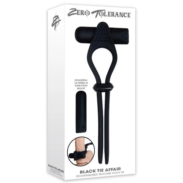 Zero Tolerance Black Tie Affair 10-Function Rechargeable Vibrating Cock Ring