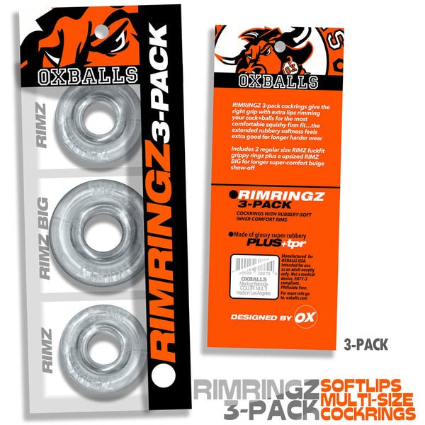 RIMRINGZ  flexTPR™ Softlips Multi Size 3-Pack Cockrings - Clear