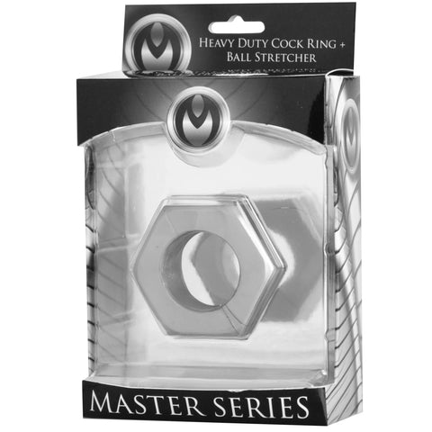 Silver Hex Heavy Duty Cock Ring & Ball Stretcher