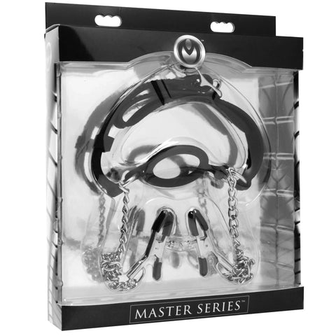 Mutiny O-Ring Gag with Nipple Clamps