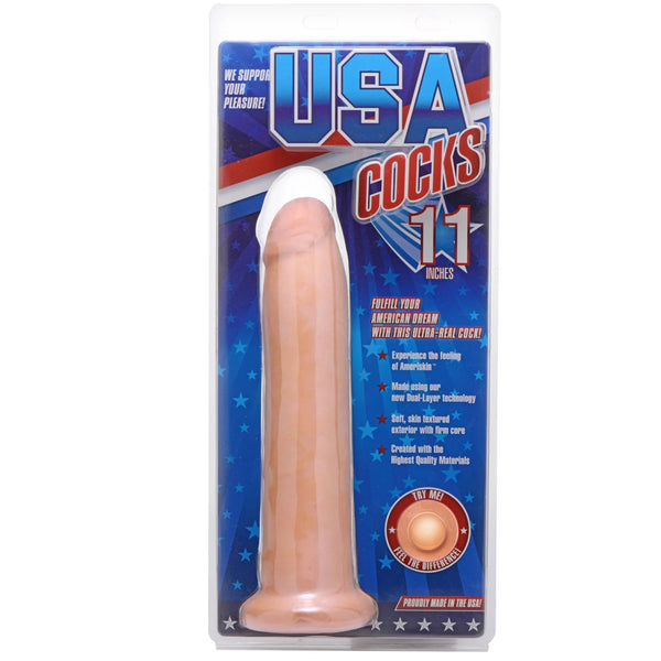 11" Ultra Real Dual Layer Suction Cup Dildo - Light Skin Tone
