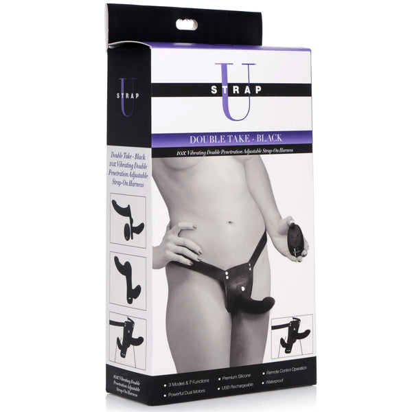 Double Take 10X Double Penetration Vibrating Strap-on Harness