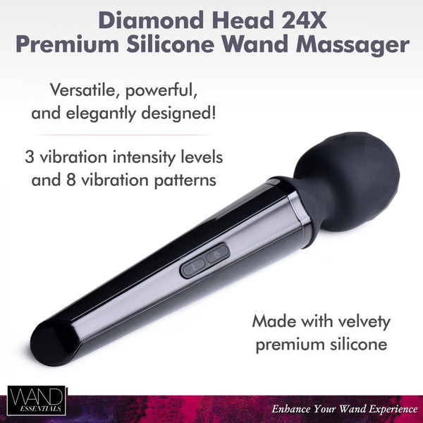 Wand Essentials Diamond Head 24X Rechargeable Silicone Wand Massager - Extreme Toyz Singapore - https://extremetoyz.com.sg - Sex Toys and Lingerie Online Store