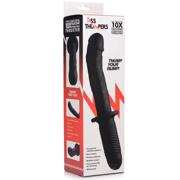 The Large Realistic 10X Silicone Vibrator with Handle