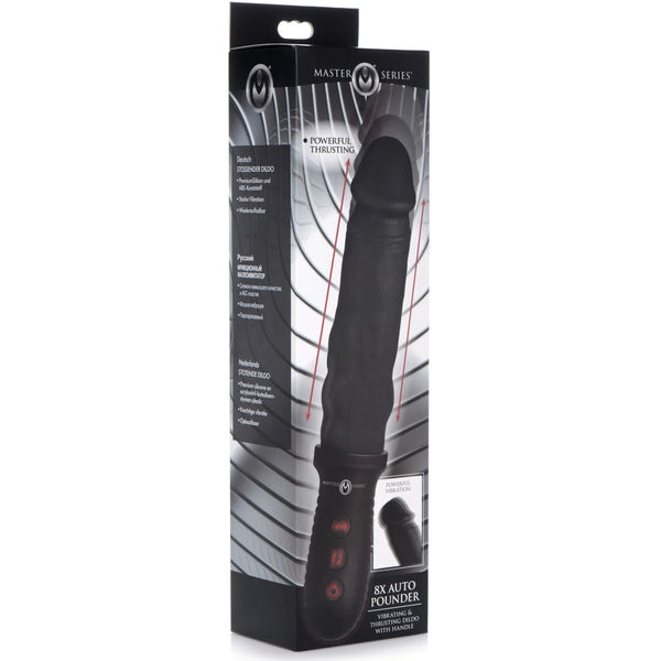 8X Auto Pounder Vibrating and Thrusting Dildo with Handle - Black