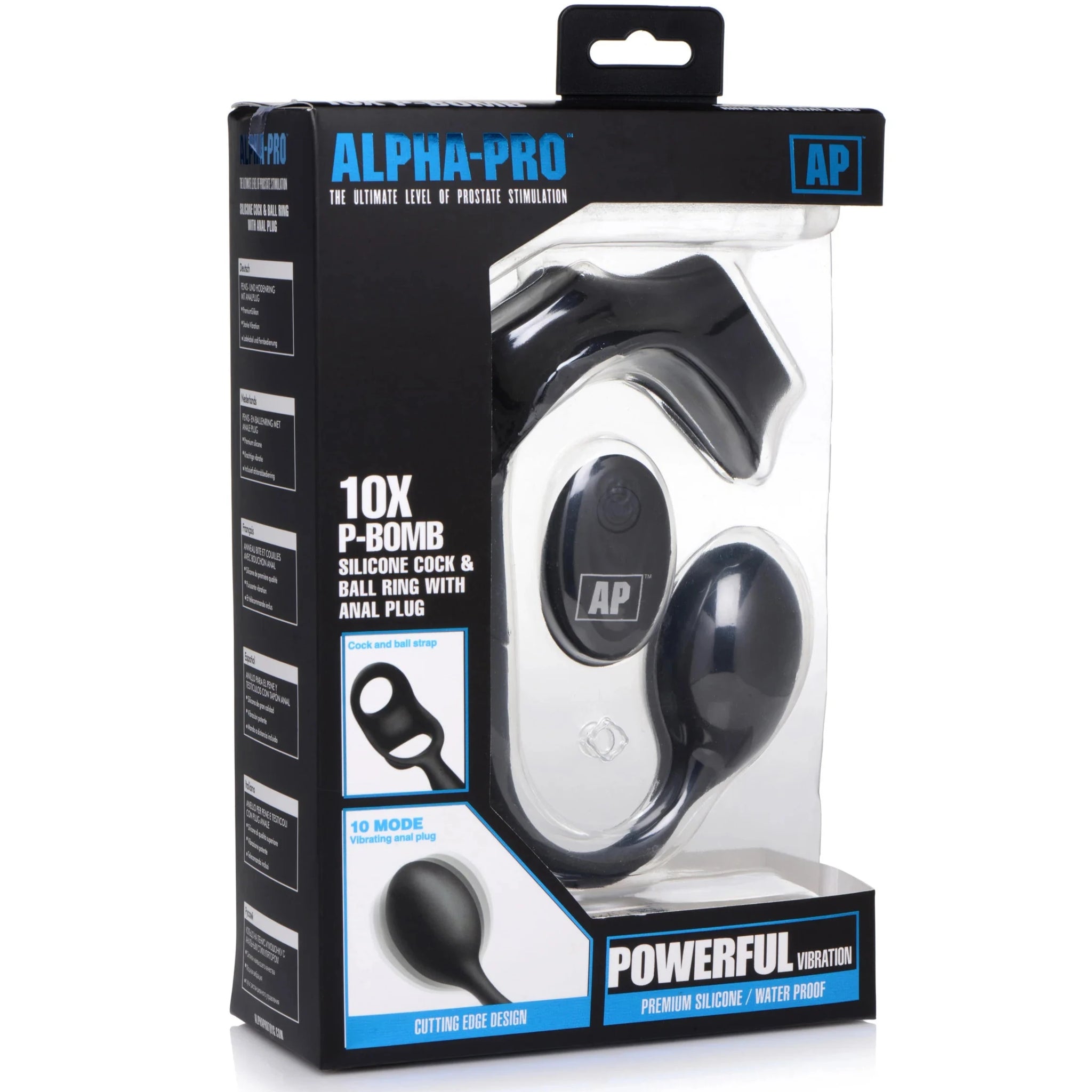 10X P-Bomb Remote Control Silicone Cock and Ball Ring with Vibrating Anal Plug