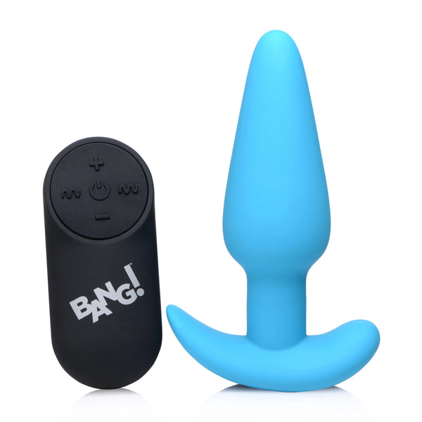 Remote Control 21X Vibrating Silicone Butt Plug - Blue