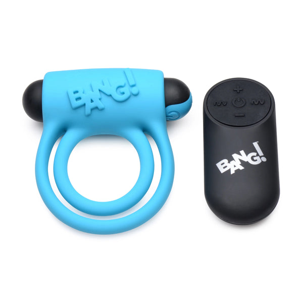 Remote Control 28X Vibrating Cock Ring and Bullet - Blue