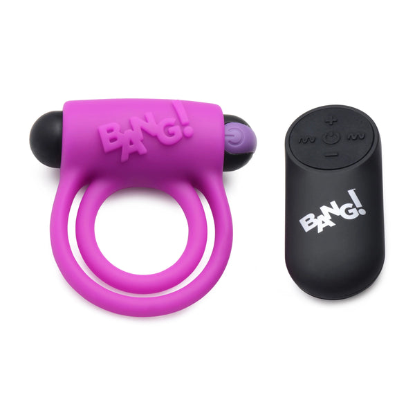 Remote Control 28X Vibrating Cock Ring and Bullet - Purple