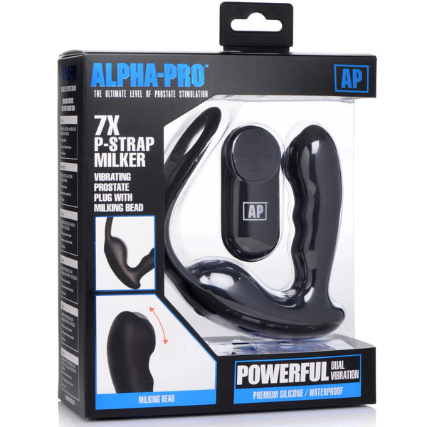 7X P-Strap Remote Control Milking and Vibrating Prostate Stimulator with Cock and Ball Harness