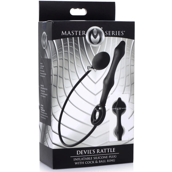 Devils Rattle Inflatable Silicone Anal Plug with Cock & Ball Ring