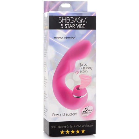 5 Star 10X Rechargeable Tapping G-Spot Silicone Vibrator with Suction