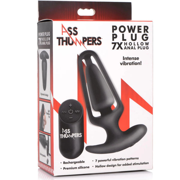 7X Remote Control Vibrating Hollow Silicone Anal Plug