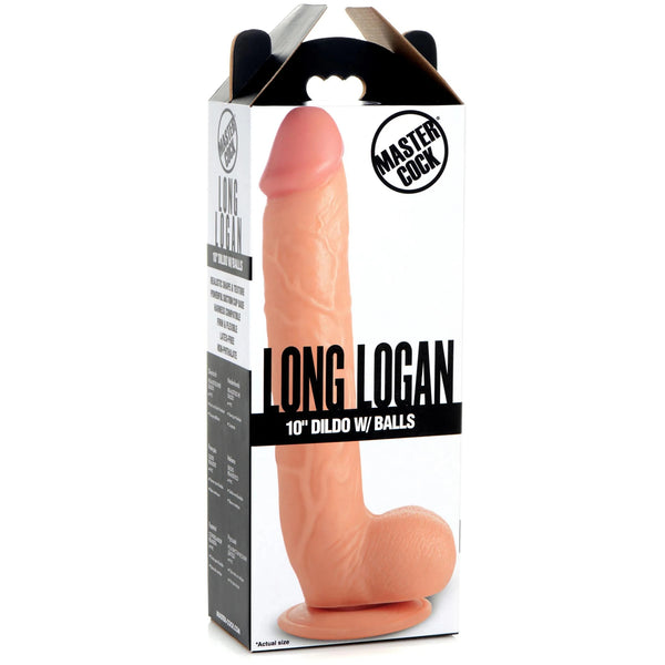 ロングローガン 10インチ ディルド ボール付き - ライト
