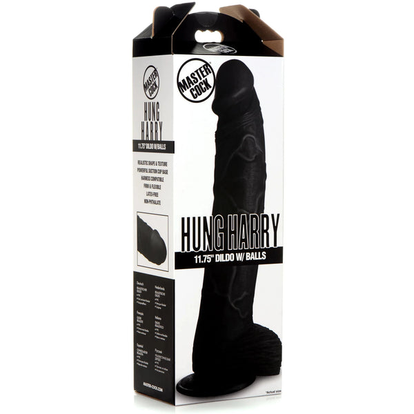 ハングハリー 11.75インチ ディルド ボール付き - ブラック