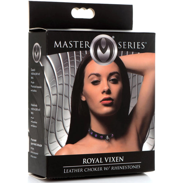 Royal Vixen Leather Choker with Rhinestones