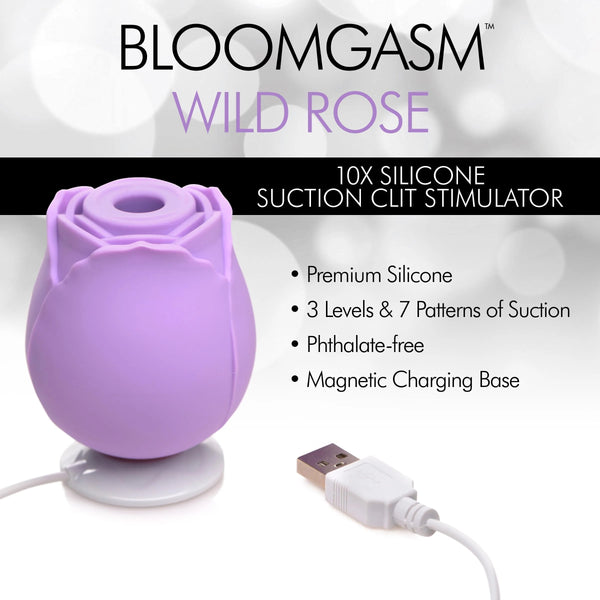 Wild Rose 10X Rechargeable Suction Clit Stimulator - Purple