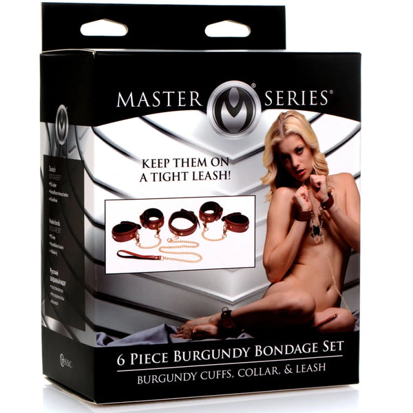 6 Piece Burgundy Bondage Set