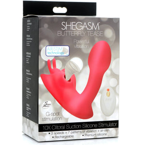 Butterfly Tease 10X Air Stim Remote Control Rechargeable Clitoral Suction Silicone Stimulator