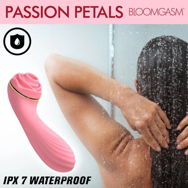 Passion Petals 10X Rechargeable Silicone Suction Rose Vibrator - Pink