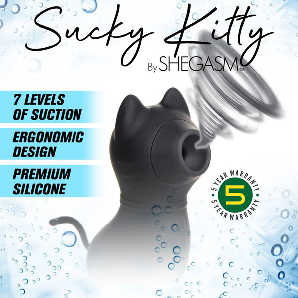 Sucky Kitty Rechargeable Silicone Clitoral Stimulator - Black