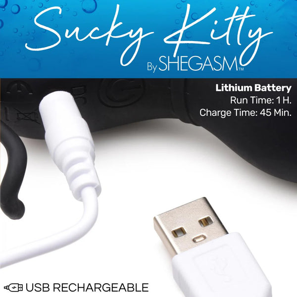 Sucky Kitty Rechargeable Silicone Clitoral Stimulator - Black