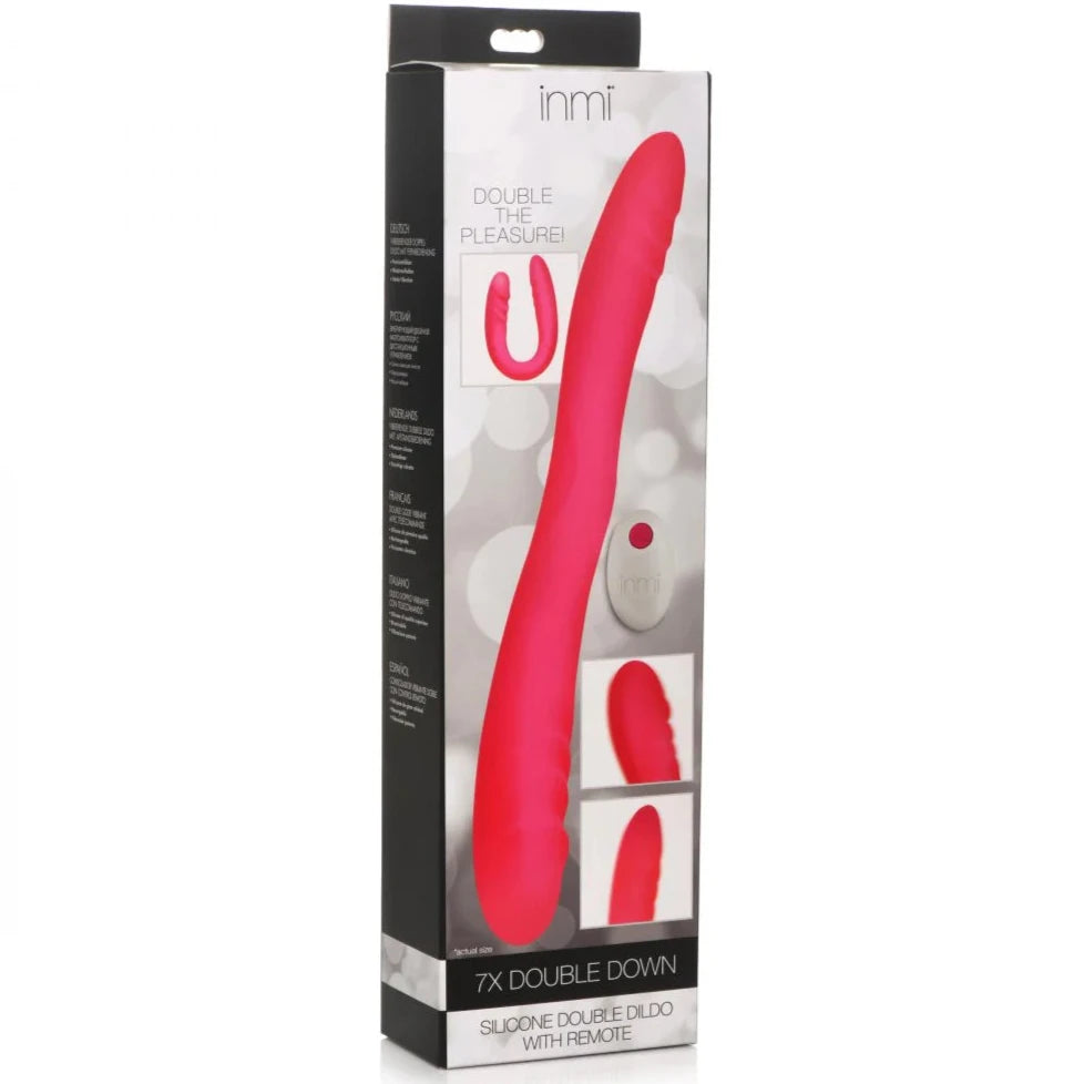 7X Double Down Rechargeable Silicone Double Dildo with Remote