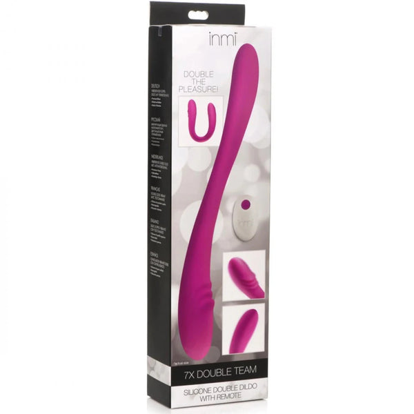 7X Double Team Rechargeable Silicone Double Dildo with Remote