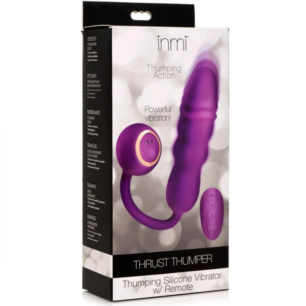 Thrust Thumper Rechargeable Thrusting Silicone Vibrator with Remote