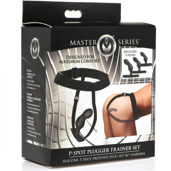 P-Spot Plugger Trainer Set Silicone 3 Piece Prostate Plug Set with Harness