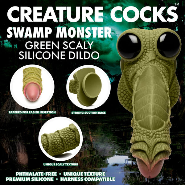 Creature Cocks Swamp Monster Green Scaly Silicone Dildo - Extreme Toyz Singapore - https://extremetoyz.com.sg - Sex Toys and Lingerie Online Store - Bondage Gear / Vibrators / Electrosex Toys / Wireless Remote Control Vibes / Sexy Lingerie and Role Play / BDSM / Dungeon Furnitures / Dildos and Strap Ons  / Anal and Prostate Massagers / Anal Douche and Cleaning Aide / Delay Sprays and Gels / Lubricants and more...