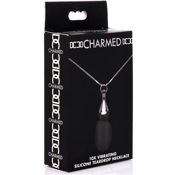 10X Rechargeable Vibrating Silicone Teardrop Necklace