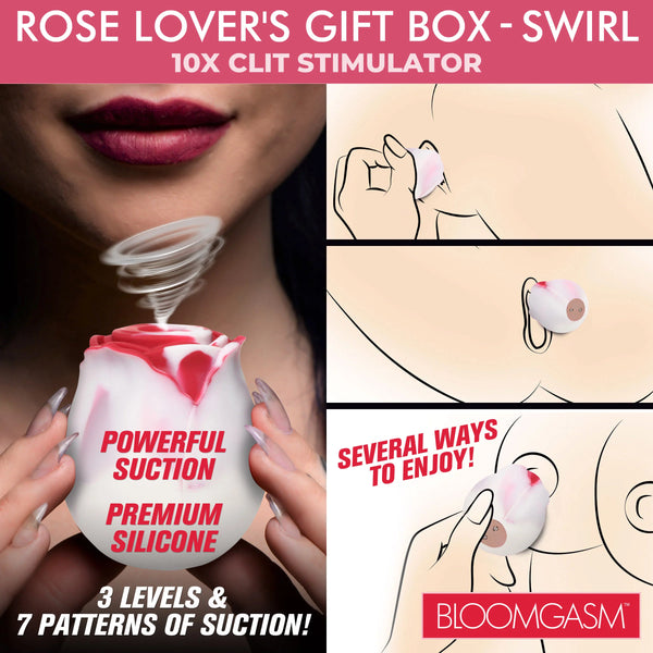 The Rose Lover's Gift Box 10X Rechargeable Clit Suction Rose - Swirl