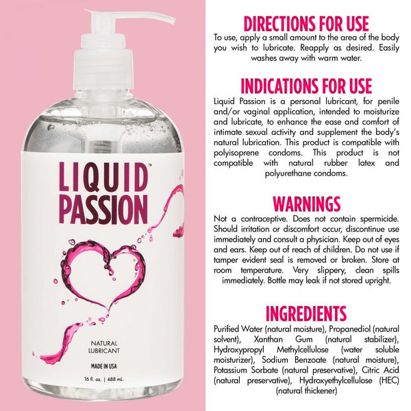 *MADE IN USA* Passion Lubricants Liquid Passion Natural Lubricant - 16 oz. (488ml) - Extreme Toyz Singapore - https://extremetoyz.com.sg - Sex Toys and Lingerie Online Store - Bondage Gear / Vibrators / Electrosex Toys / Wireless Remote Control Vibes / Sexy Lingerie and Role Play / BDSM / Dungeon Furnitures / Dildos and Strap Ons  / Anal and Prostate Massagers / Anal Douche and Cleaning Aide / Delay Sprays and Gels / Lubricants and more...