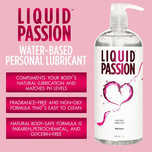 *MADE IN USA* Passion Lubricants Liquid Passion Natural Lubricant - 34 oz. (1L) - Extreme Toyz Singapore - https://extremetoyz.com.sg - Sex Toys and Lingerie Online Store - Bondage Gear / Vibrators / Electrosex Toys / Wireless Remote Control Vibes / Sexy Lingerie and Role Play / BDSM / Dungeon Furnitures / Dildos and Strap Ons  / Anal and Prostate Massagers / Anal Douche and Cleaning Aide / Delay Sprays and Gels / Lubricants and more...