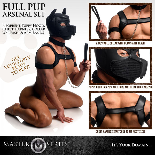 Master Series Full Pup Arsenal Set (Includes Puppy Hood, Chest Harness, Collar & Leash)  - Extreme Toyz Singapore - https://extremetoyz.com.sg - Sex Toys and Lingerie Online Store - Bondage Gear / Vibrators / Electrosex Toys / Wireless Remote Control Vibes / Sexy Lingerie and Role Play / BDSM / Dungeon Furnitures / Dildos and Strap Ons  / Anal and Prostate Massagers / Anal Douche and Cleaning Aide / Delay Sprays and Gels / Lubricants and more...