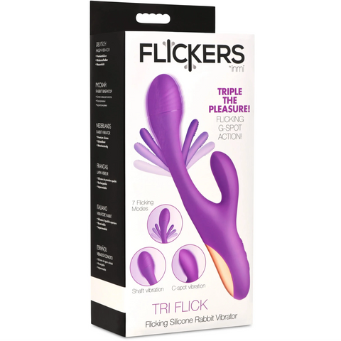 Flickers Tri Flick Rechargeable Flicking Silicone Rabbit Vibrator