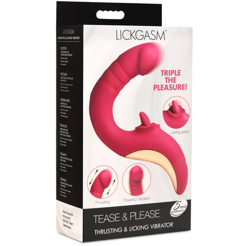 Tease & Please Rechargeable Thrusting and Licking Vibrator