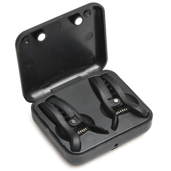 Dark Grip Wireless Vibrating Nipple Clamps with Charging Case