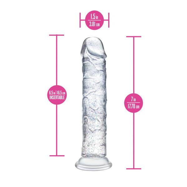 Naturally Yours Glamor 7" Glitter Cock  - Sparkling Clear