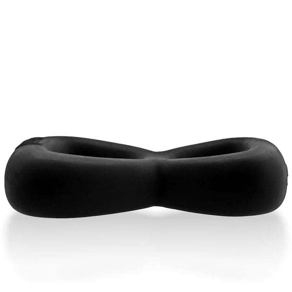 BOOMERANG Double-Ring Cockring & Nut-Tugger - Black Fog